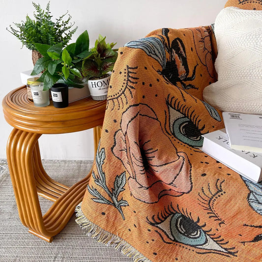 Jacquard Knit Cotton Throw Blanket